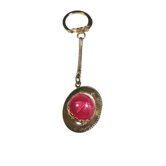 Spinner Keychain Red Purple Gold Tone Lightweight Fun Activity - Picture 3 of 4